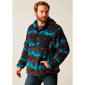 Ariat Men's Polar Bear Fleece Hoodie Enamel Blue Serape Small